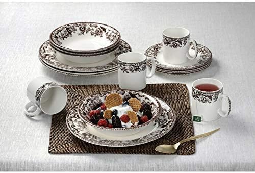 Spode Delamere Ascot Cereal Bowl Set of 4, 8” Brown and White, Microwave and Dishwasher Safe, Made in England