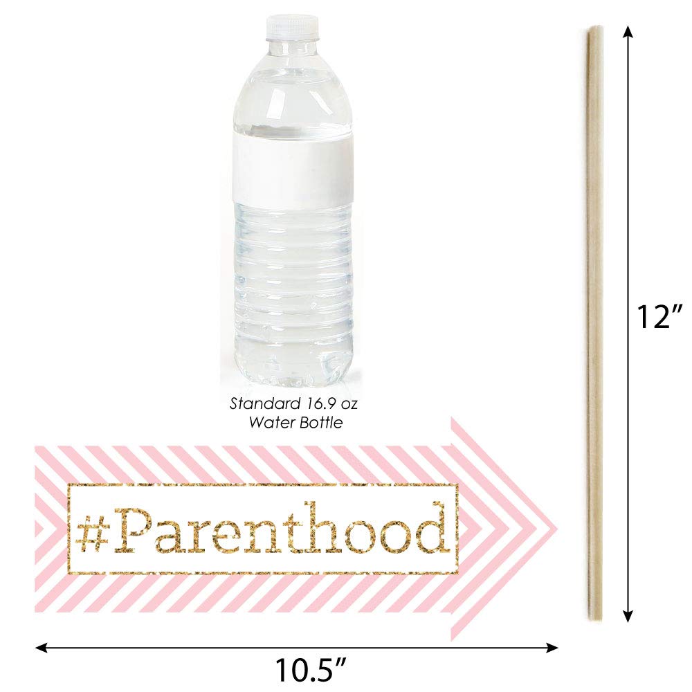 Big Dot Of Happiness Funny Pink And Gold - Hello Little One - Girl Baby Shower Photo Booth Props Kit - 10 Piece