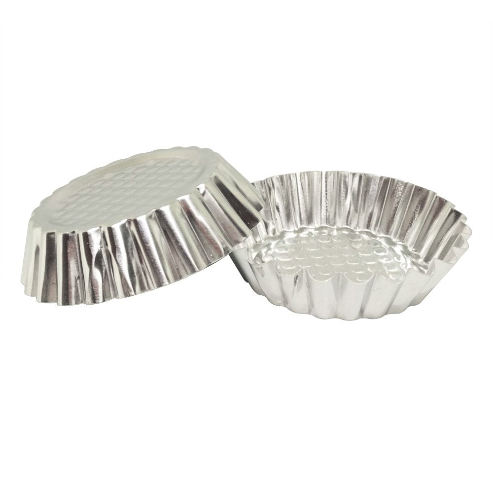 Mystar Set Of 20, 3-3/4'' Fluted Design Round Shape Non-Stick Aluminum Tart Mold, Mini Pie Tin, Tartlet Pan