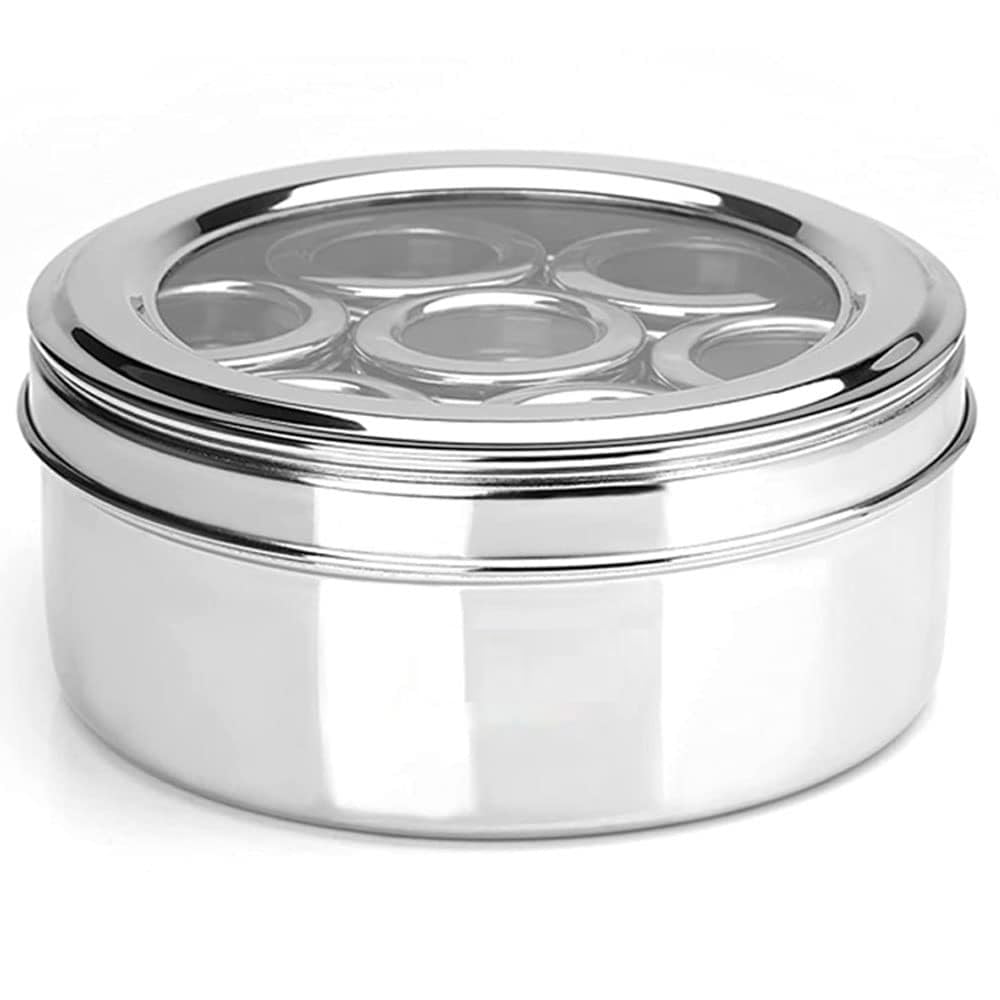 Dynore Stainless Steel 7 In 1 Medium Masala Box For Kitchen 1500 Ml | Spice Box | Masala Container | Masala Dani With Individual