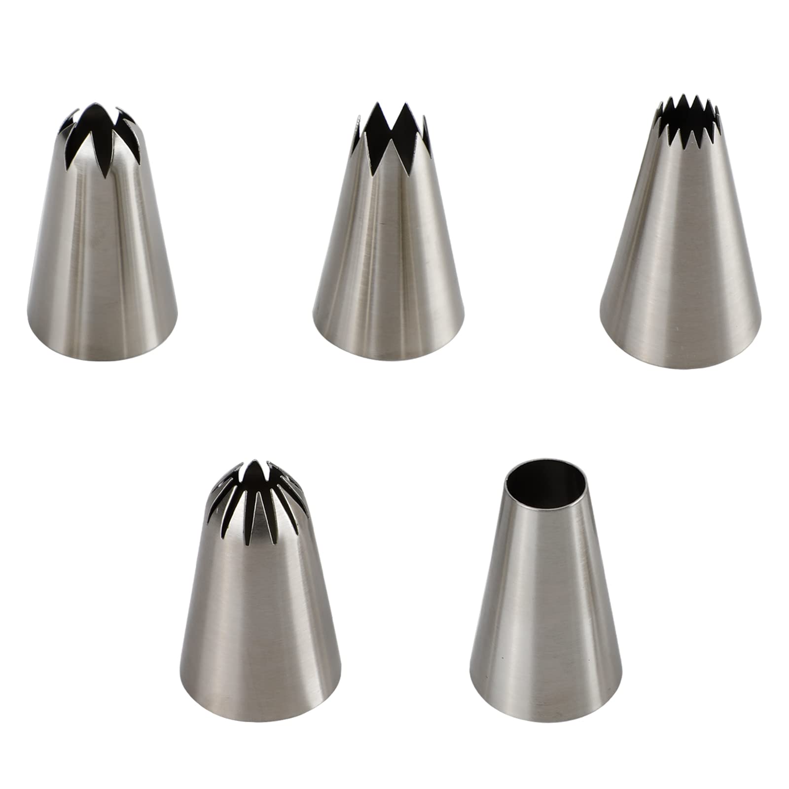 5Pcs Large Piping Tips Set, Stainless Steel Frosting Tips,Cake Decorating Supplies Kit Baking Supplies Cupcake Icing For Baking
