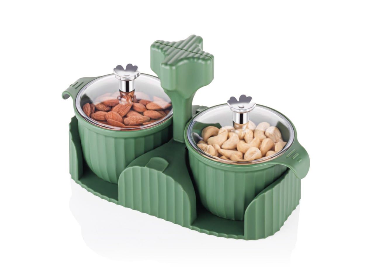 Utensilbay Dry Fruit Storage Container Set With Stand, Plastic Storage Container Snack, Nuts & Candy Jars With Transparent Lid, 