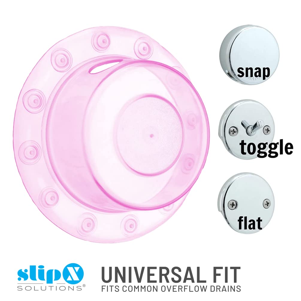 SlipX Solutions Bottomless Bath Drain Cover | 4" Pink Water Stopper Plug | Spa & Bath Essentials for Women | Model 30717-1
