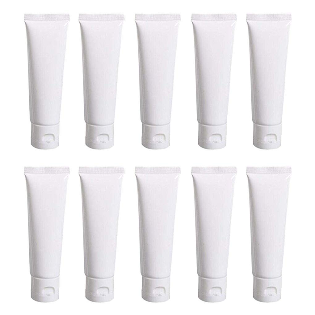 20Pcs 100Ml/3.4Oz White Plastic Facial Cleaner Soft Tube Bottles Empty Refillable Travel Makeup Sample Packing Container Storage