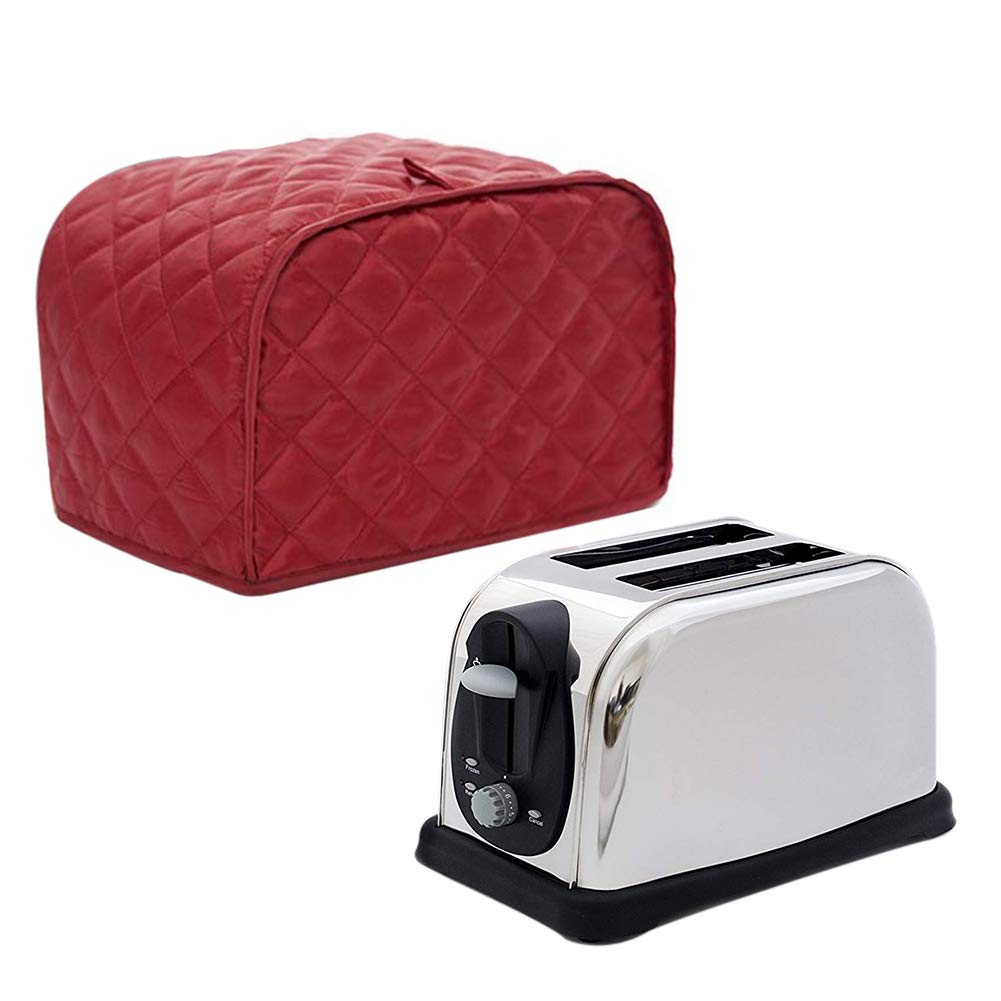Polyester Quilted Toaster Cover For Two Slice Toaster And Dust & Fingerprint Protection, Machine Washable. Red