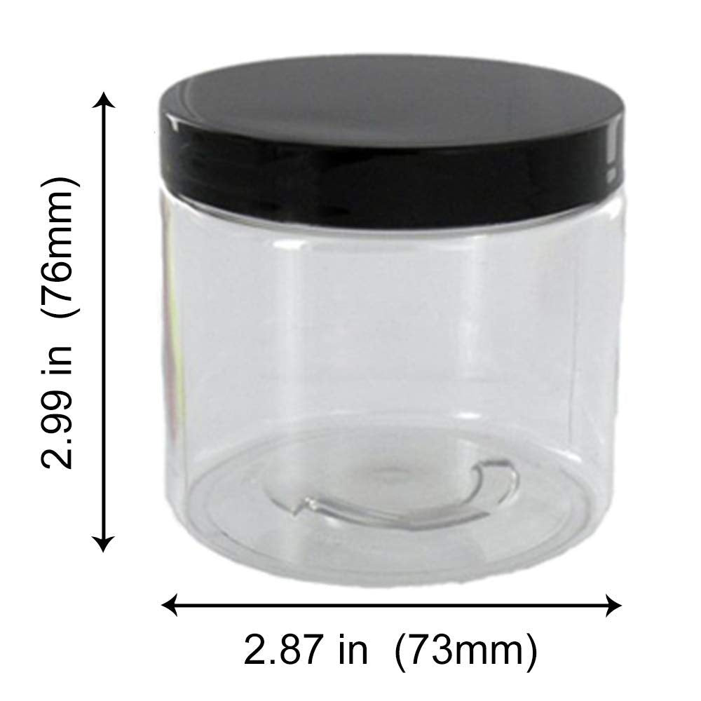 Aromine 8Oz Clear Plastic Jars With Blank Labels (Bpa Free Pet Plastic) (12 Count)