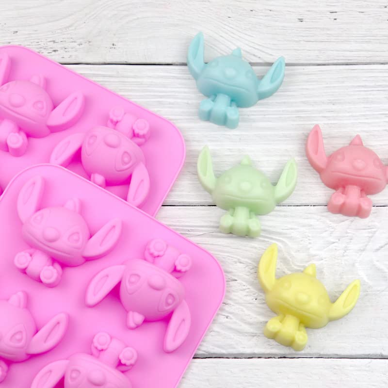 4 Cavity Star Baby Lilo And Stitch Silicone Mold For Diy Fondant Candy Making Chocolate Molds Lollipop Desserts Ice Cube Gum Cla