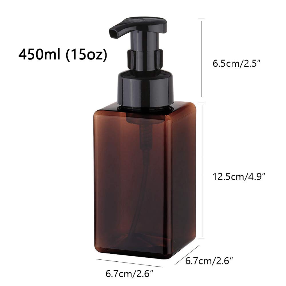 Uujoly Foaming Soap Dispenser, 450Ml (15Oz) Refillable Pump Bottle Plastic For Liquid Soap, Shampoo, Body Wash (2 Pcs) (Amber)
