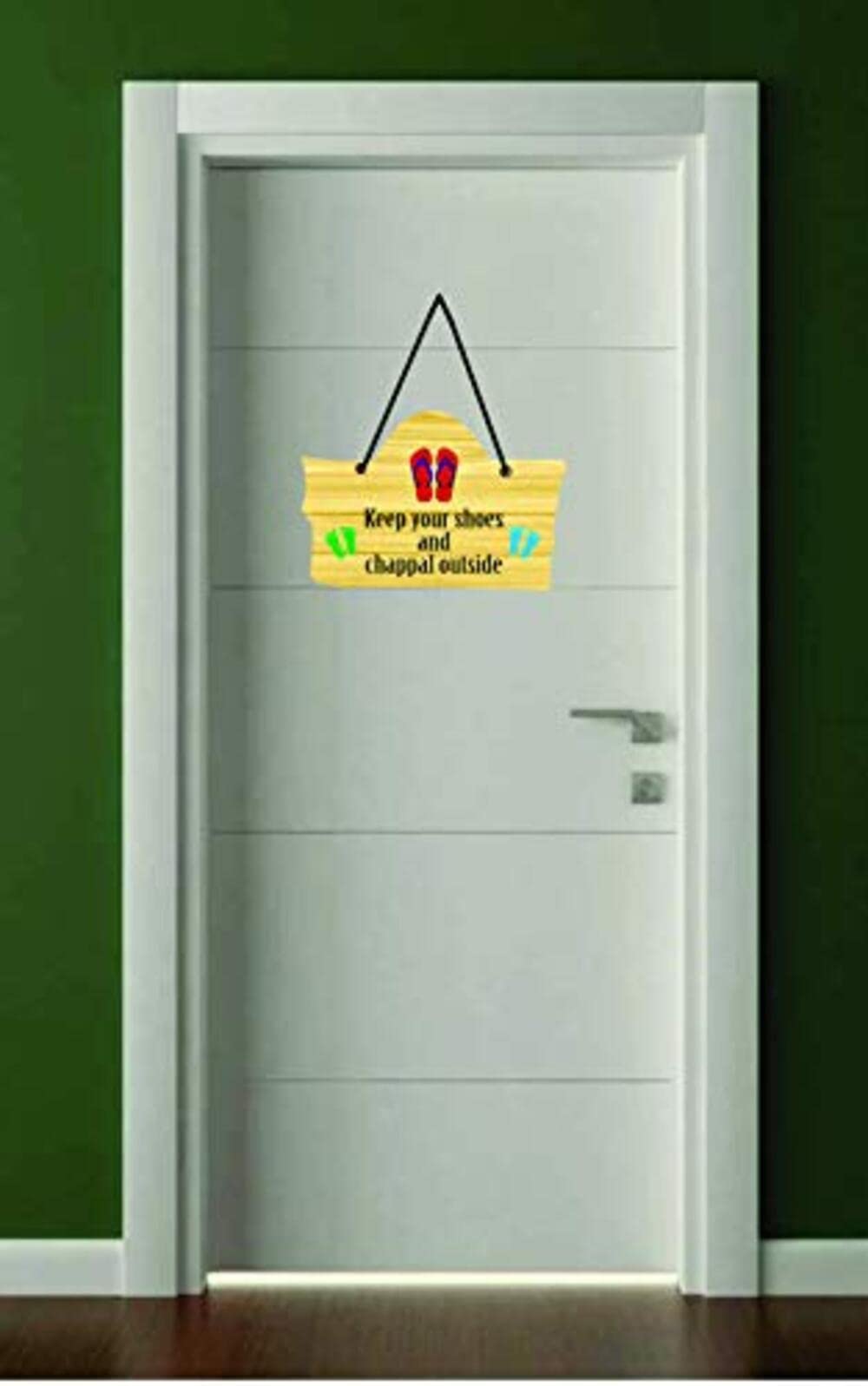 CVANU Keep Your Shoes & Chappal Outside Wooden Wall Hanging/Door for Decorative for Home (8inchX12inch)