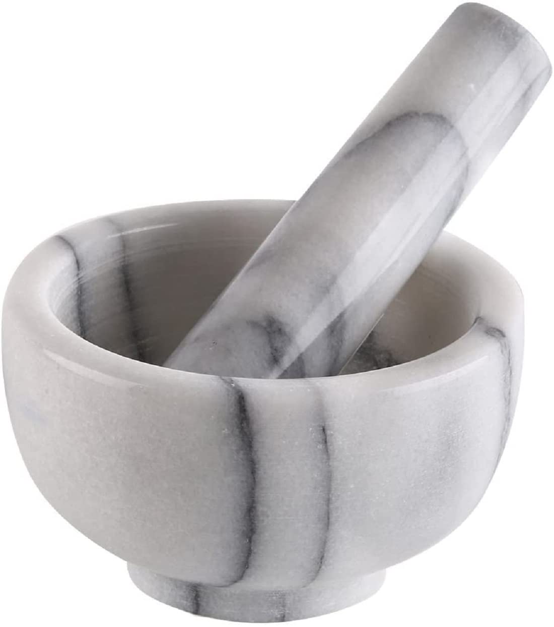 Greenco Mortar And Pestle Set, White Marble Stone Mortar And Pestle Grinding Bowl, Small 4.5 Inches, Kitchen Essential For Spice