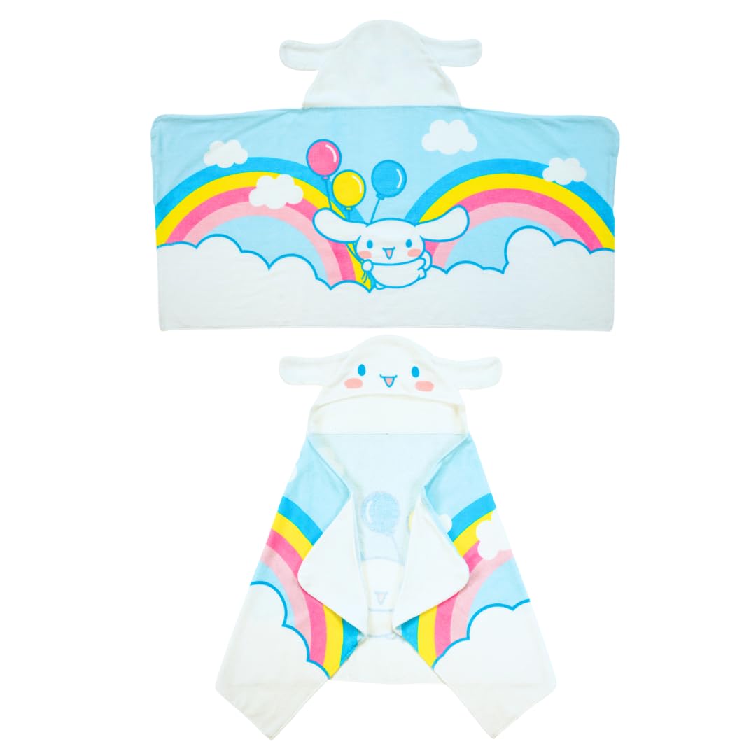 Franco Sanrio Cinnamoroll Kids Super Soft Bath/Pool/Beach Soft Cotton Terry Hooded Towel Wrap, 24 In X 50 In, (Officially Licens