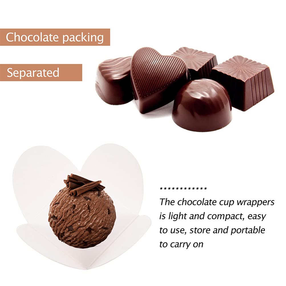 Hemoton 400 Pcs Kraft Paper Square Truffle Chocolate Wrappers Cardboard Baking Cups Chocolate Compartment Trays For Muffins Cupc