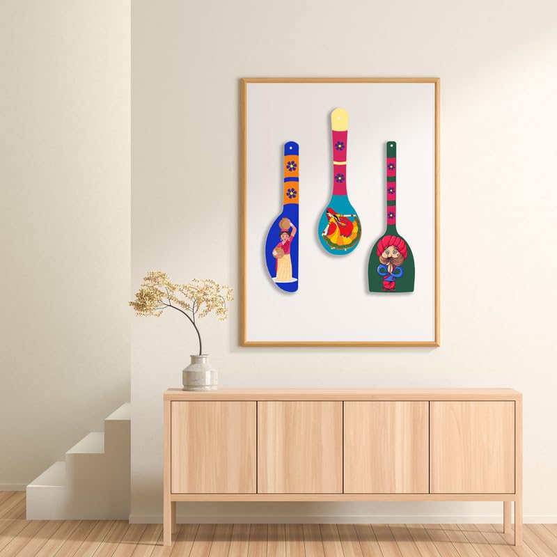 Positive Vibe Lifestyle Rajasthani Dance Women Wooden Wall Hanger For Home | Office | Living Room | Gift | Wall Decor | Home Dec