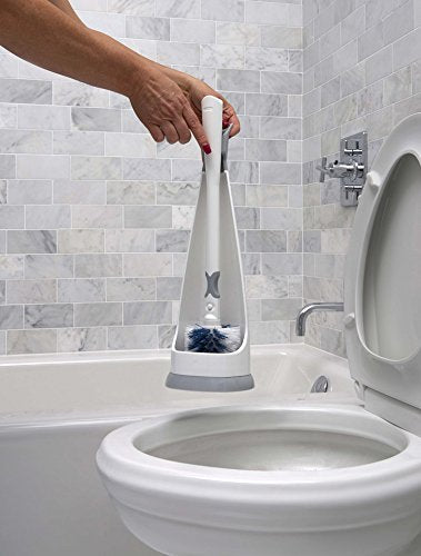 Unger No-Drip Toilet Brush Set - Flexible Neck Toilet Brush With Portable Caddy Holder, Discreet Bathroom Cleaning Brush, Toilet