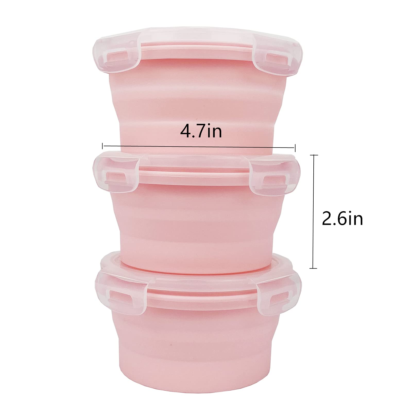 Ccyanzi 3Piece Round Collapsible Bowl With Lids, Silicone Food Storage Containers, Microwave & Freezer Safe, Space Saving For Ki