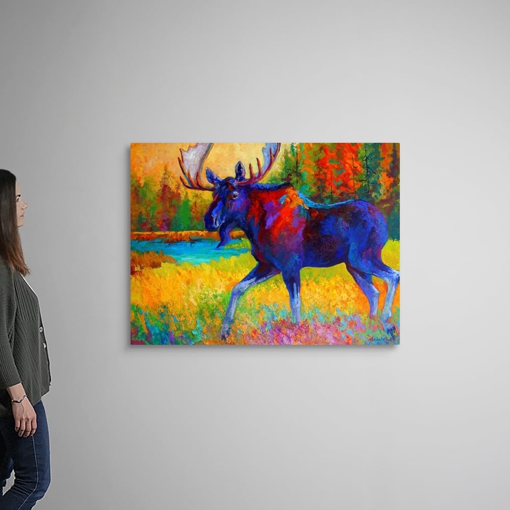 Canvas On Demand Majestic Moose Canvas Wall Art Print By Marion Rose, Home Decor, Wildlife Artwork, 48''X36''