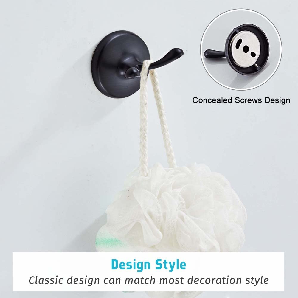 4 Piece Bathroom Accessory Set(Adjustable Towel Bar, Towel Ring, Toilet Paper Holder,Towel Robe Hook), Wall Mounted Bathroom Har