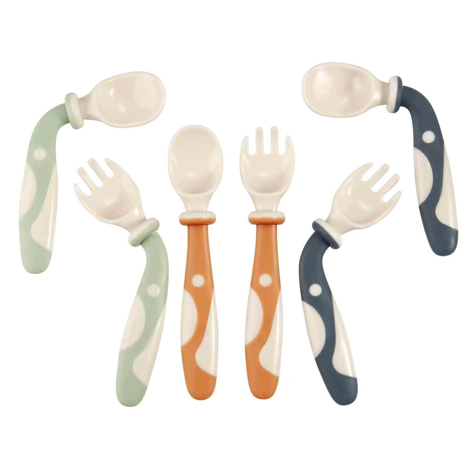 Pandaear Baby Bendable Spoons And Forks Set 6 Pack| Training Learning Self-Feeding Baby Spoons First Stage For Kids Toddlers Chi