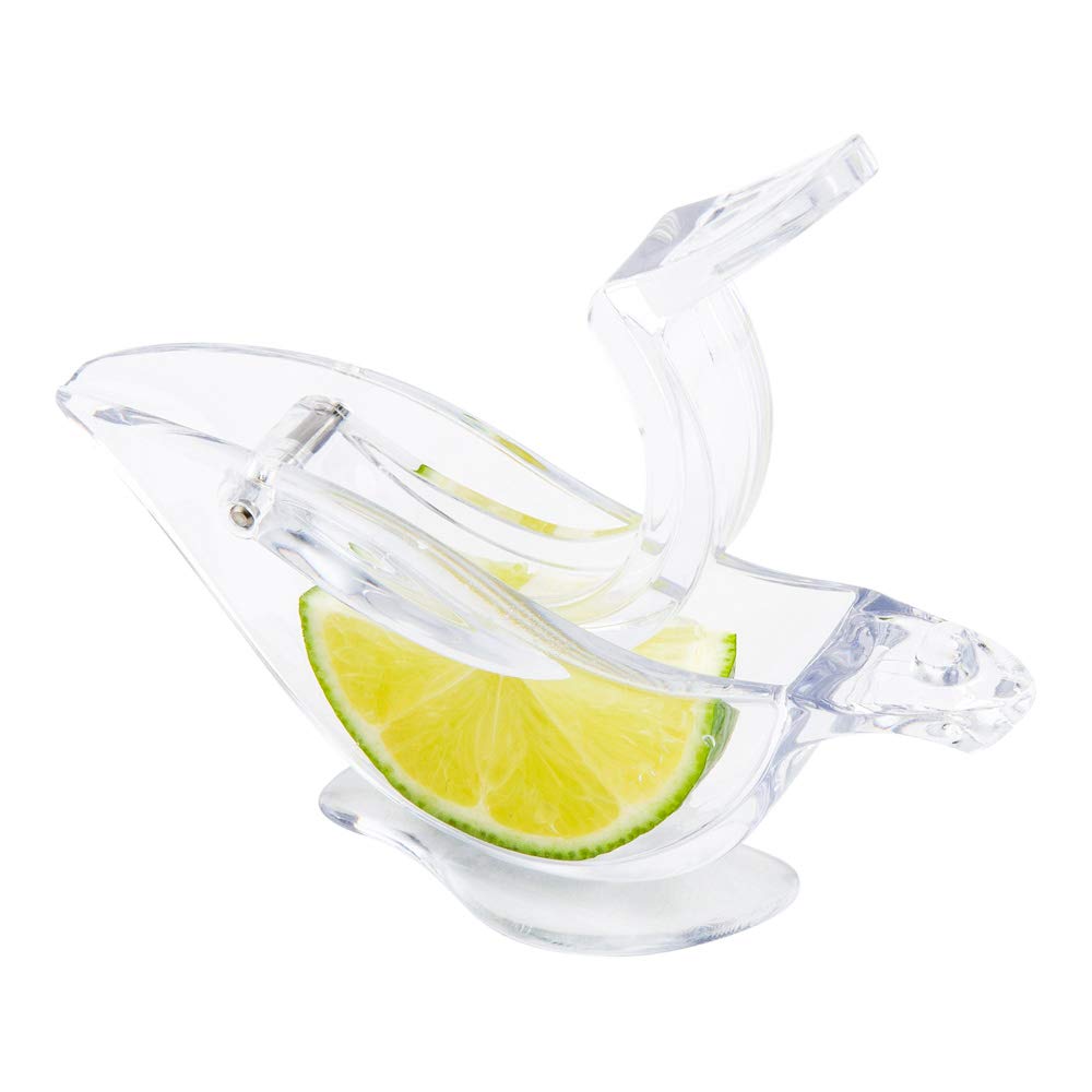 Restaurantware 2 Ounce Manual Lemon Squeezer 1 Handheld Lime Wedge Juicer - With Handle No Seeds Clear Plastic Citrus Squeezer P