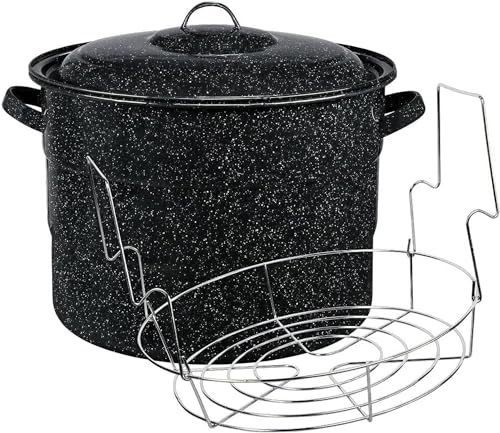 CLMSTE Water Bath Canner with Can Rack 21.5 Quart, Black, WYT57
