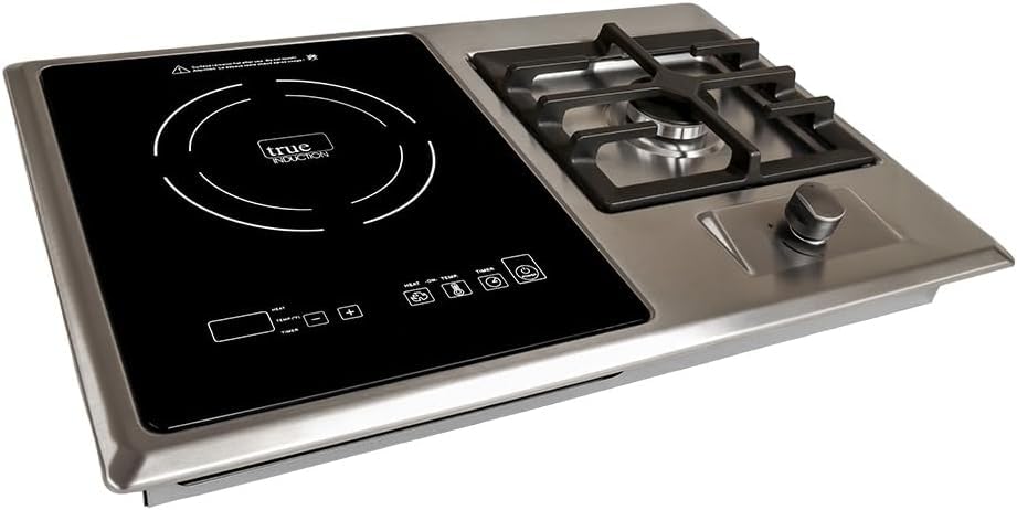 TI-1+1B 25-Inch Built-In Dual Burner Cooktop, Single Induction and Gas Combination, 1750W, UL858 Certified