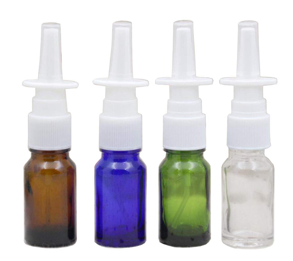 Quupy 6Pcs 10Ml/0.34Oz Empty Refillable Glass Nasal Spray Bottle Container Pot With Fine Mist Sprayers For Makeup Cosmetics Esse