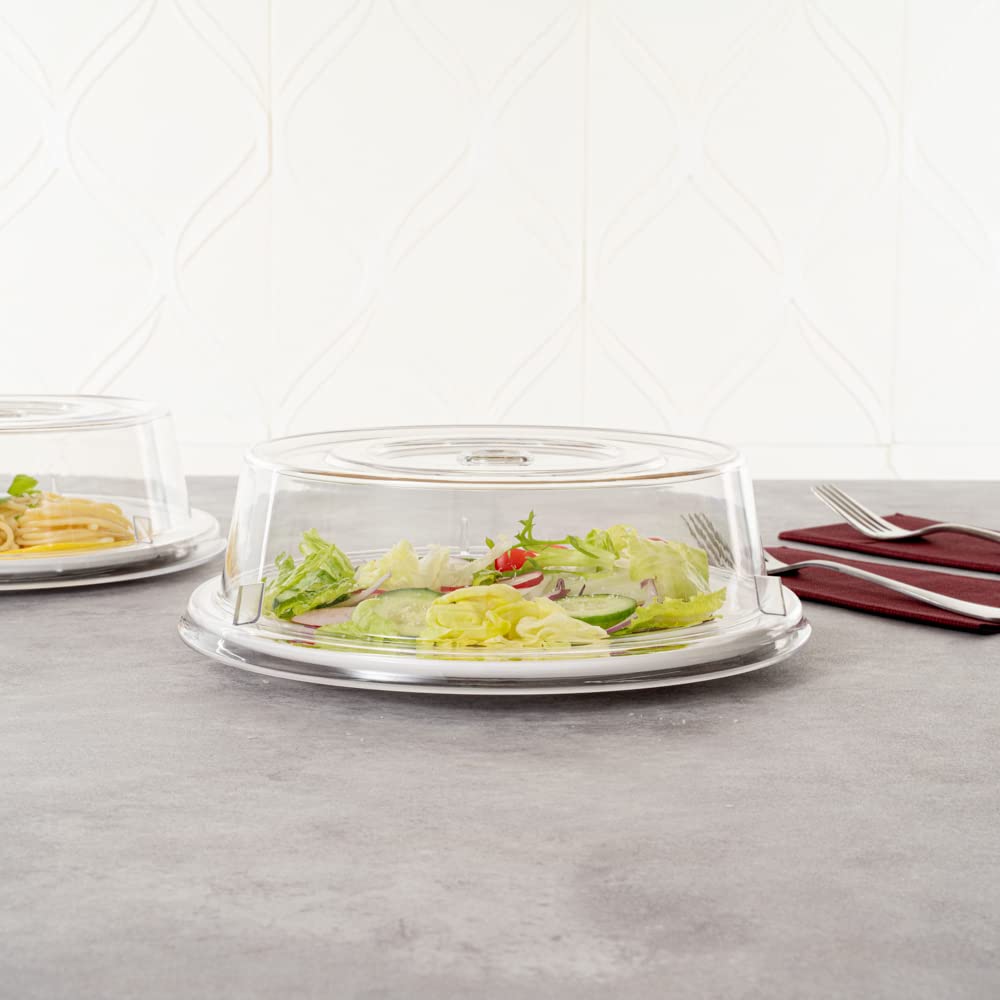 Restaurantware Cater Tek 9.4 Inch Polycarbonate Plate Cover 1 Shatterproof Dish Cover - Dishwashable For 9-Inch Plate Clear Plas