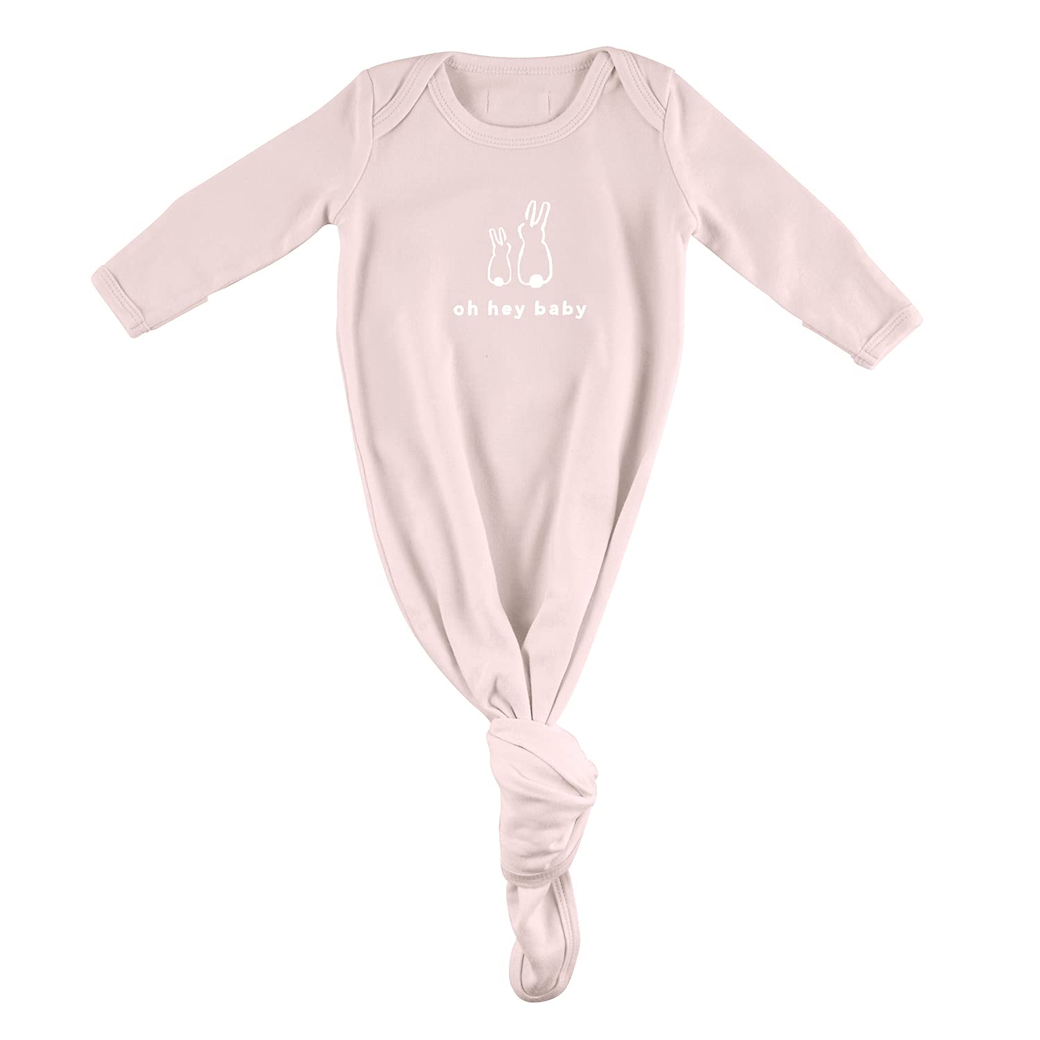 Stephan Baby Face to Face Collection Newborn Knotted Gown  Pink Bunnies  Oh Hey Baby  Fits 0-6 Months