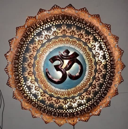 Himmart Metal Wall Decor Om Wall Hanging Wall Mounted Hanging Art With Led Light For Home Living Room Bedroom Restaurants And Gi