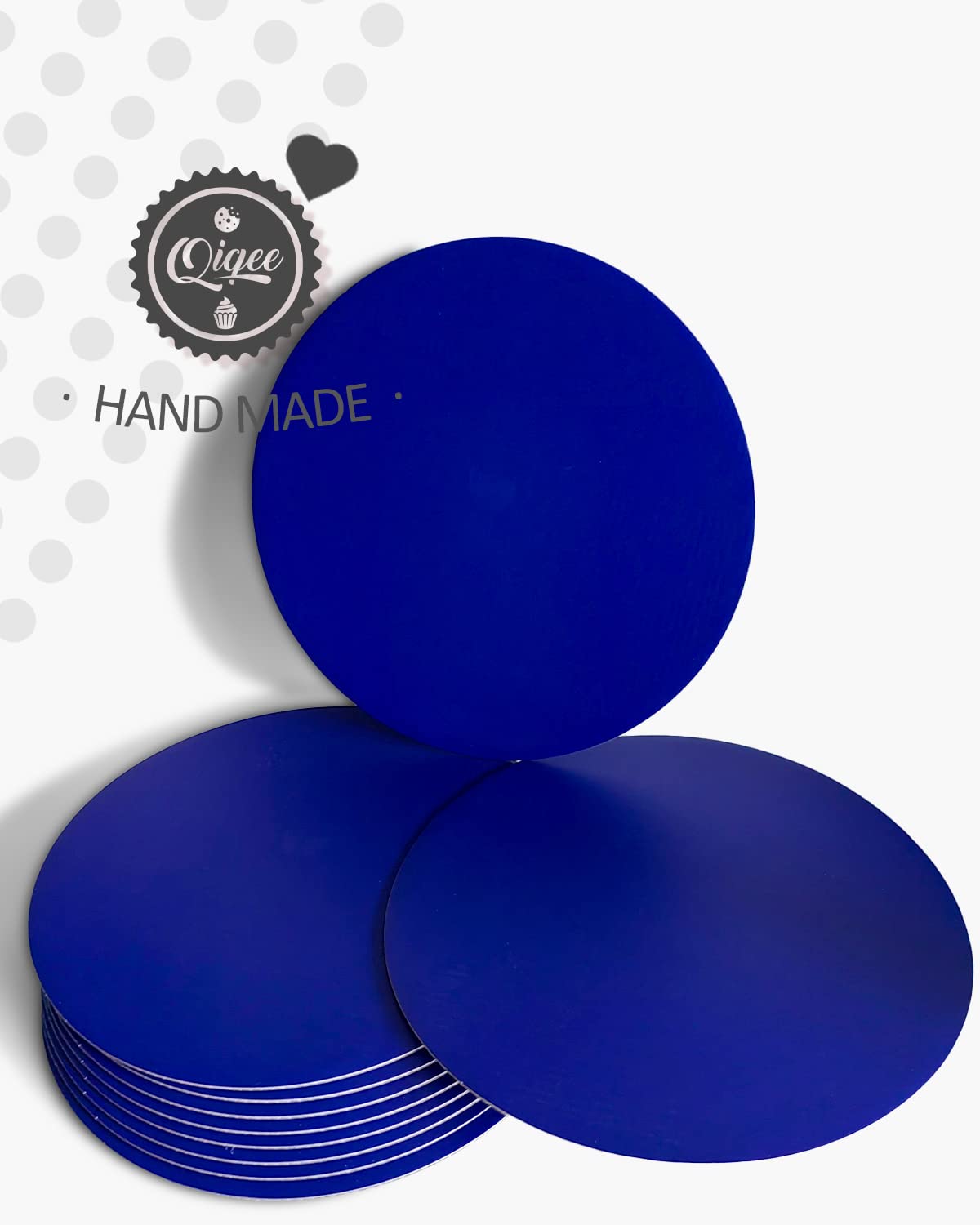 Qiqee 6 Inch Deep Blue Cake Boards Round 40-Packs Circles Rounds Base Food-Grade Cardboard Cake Plate(Thinner But Stronger)