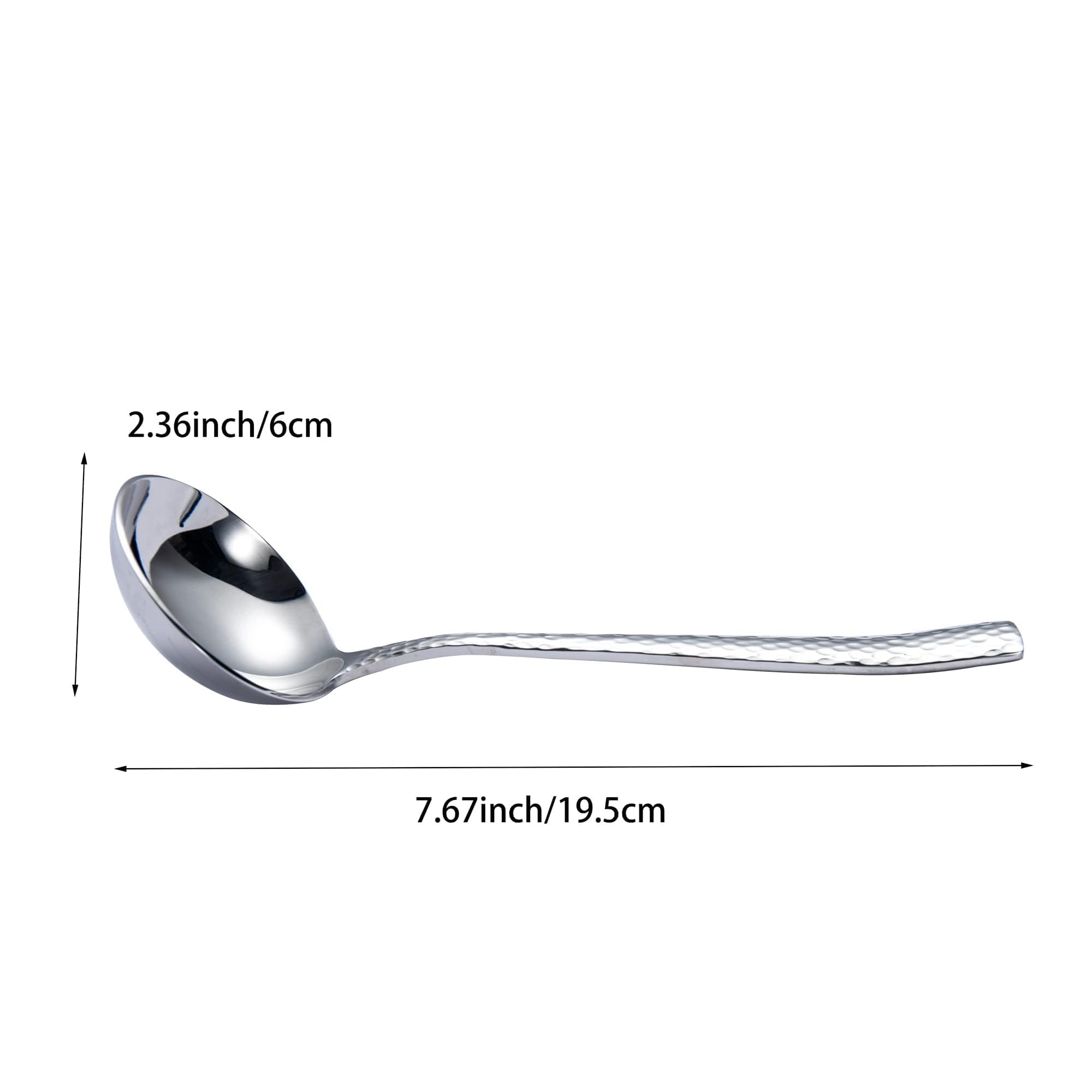 Imeea Hammered Gravy Ladle Small Sauce Ladle 18/10 Stainless Steel Small Ladle For Serving 7.6-Inch Gravy Boat Ladle (Silver)