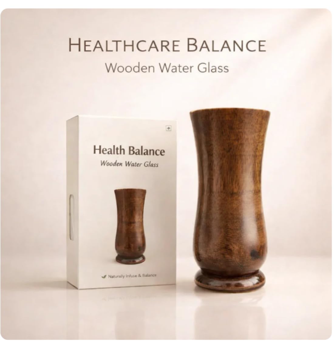 BRICIA Sugar Balance Wooden Water Glass | Natural Wooden Drinking Cup for Daily Water Consumption | Reusable EcoFriendly Handcr
