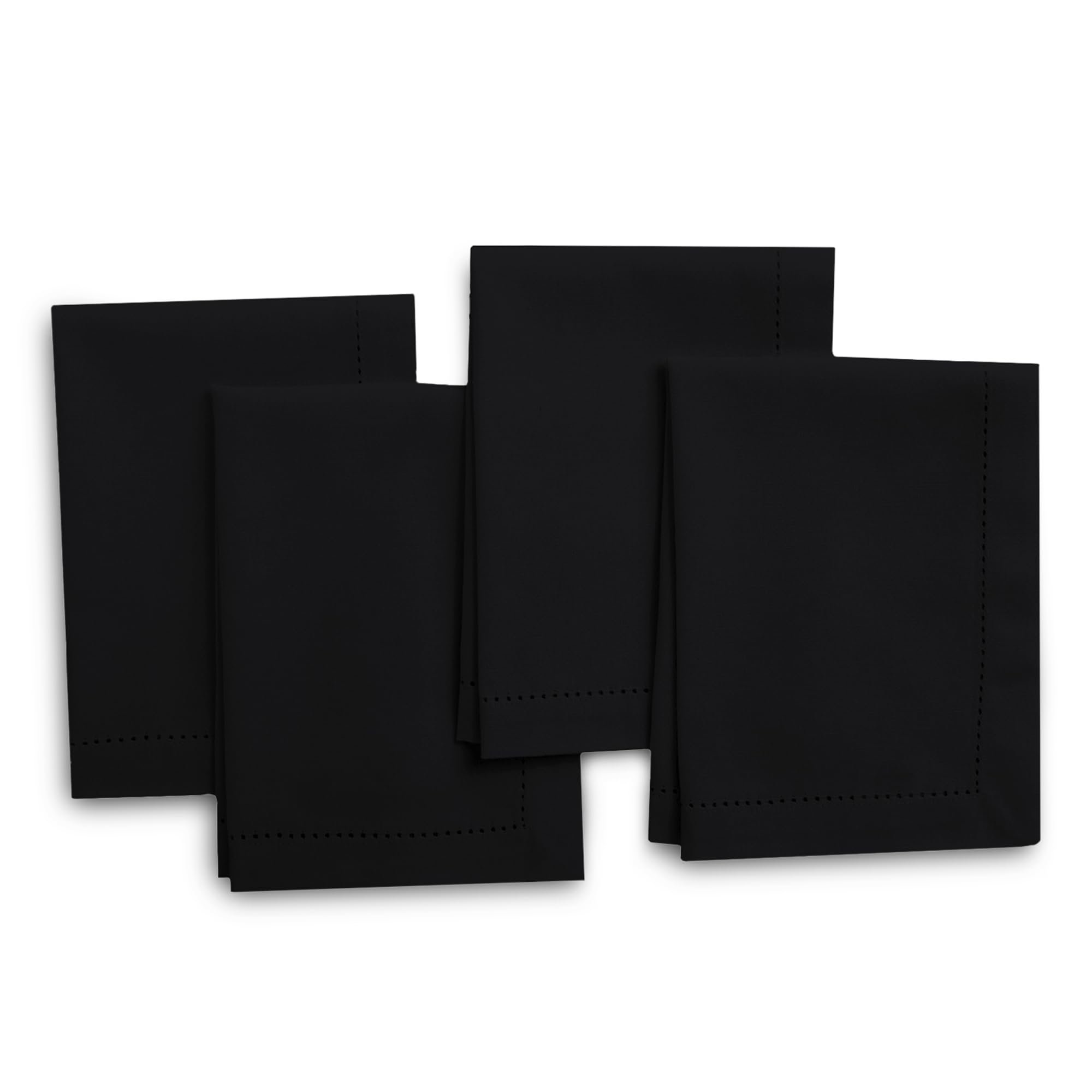 Encasa Homes 100% Cotton Hemstitched Dining Table Napkins Of Size 17 X 17 Inch (Square) - Black - Set Of 4 | Perfect For Party,