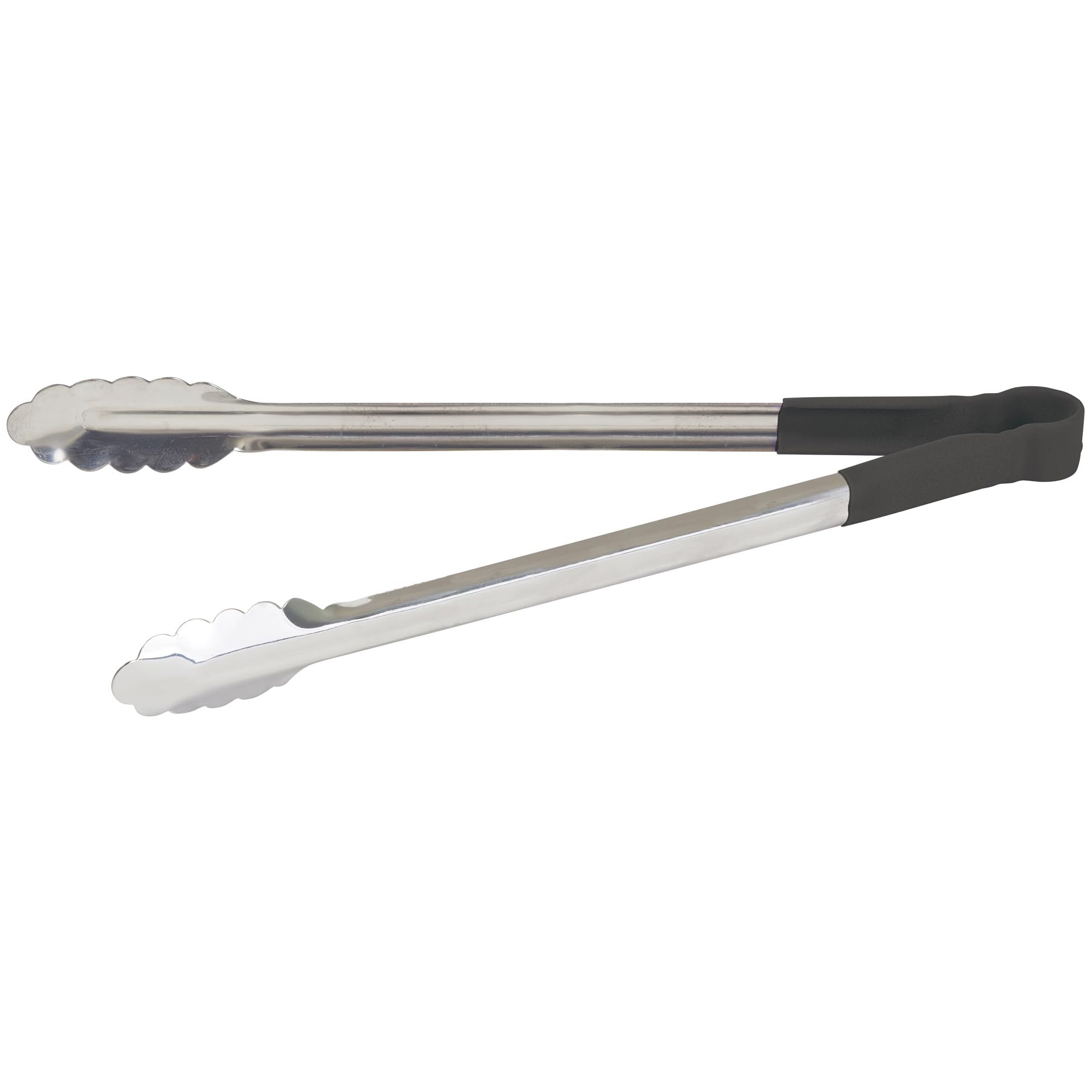 Winco Utility Tong With Black Non-Slip Grip, 16-Inch, Stainless Steel