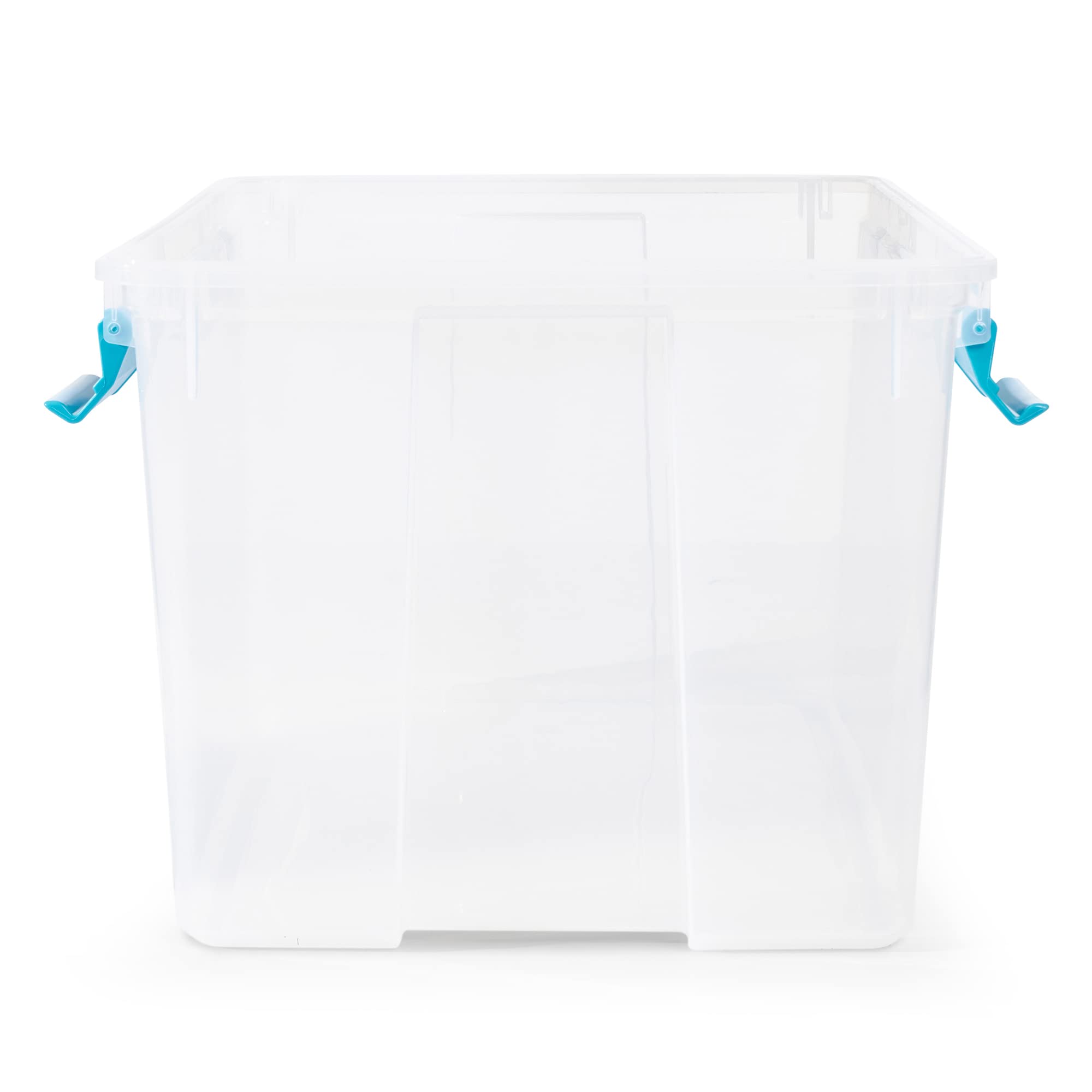 Sterilite 54 Qt Gasket Box, Stackable Storage Bin With Latching Lid And Tight Seal, Plastic Container To Organize Basement, Clea