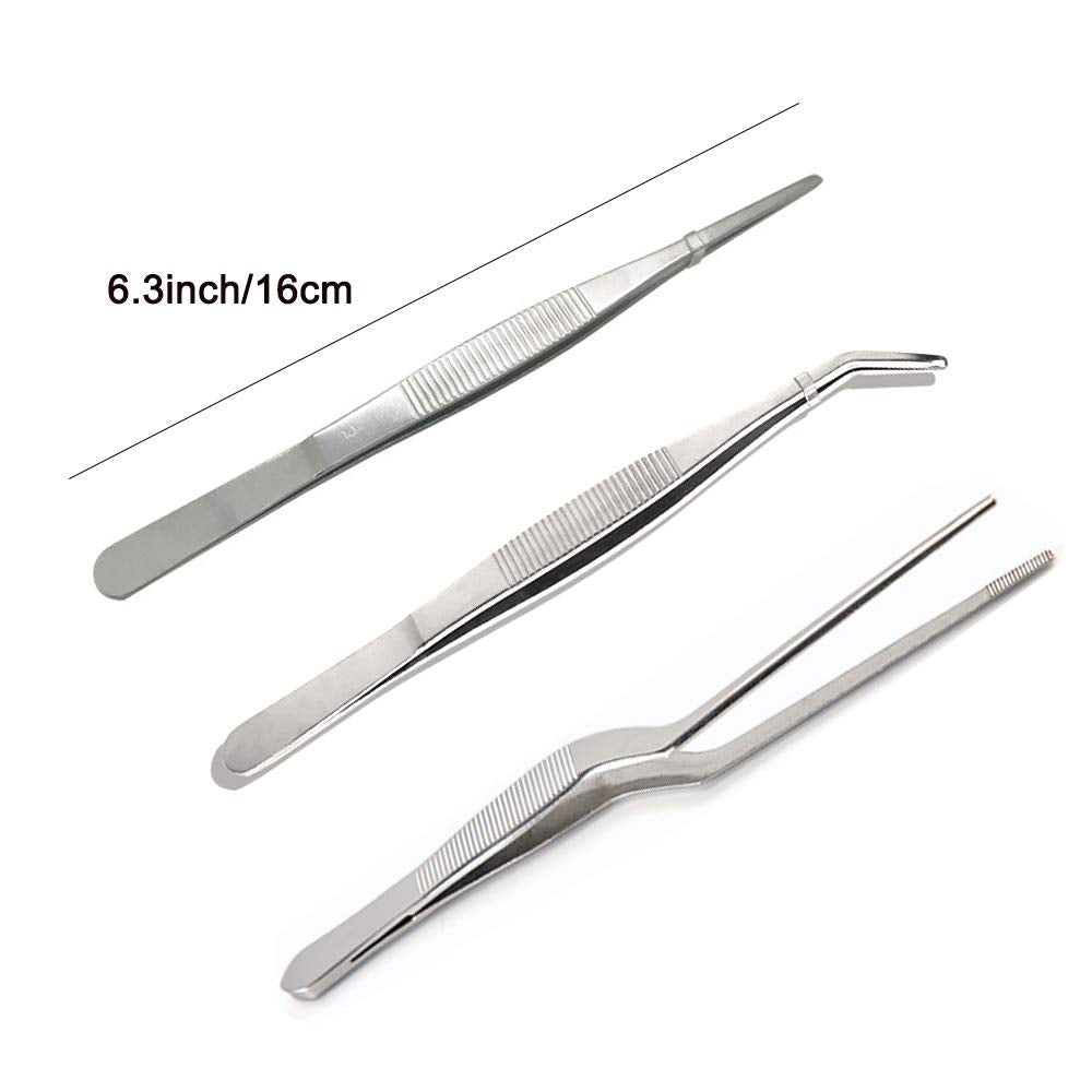 Fruta 6 Pieces Tongs Tweezers Cooking Tweezers Stainless Steel Tongs Tweezer With Precision Serrated Tips For Cooking Culinary A