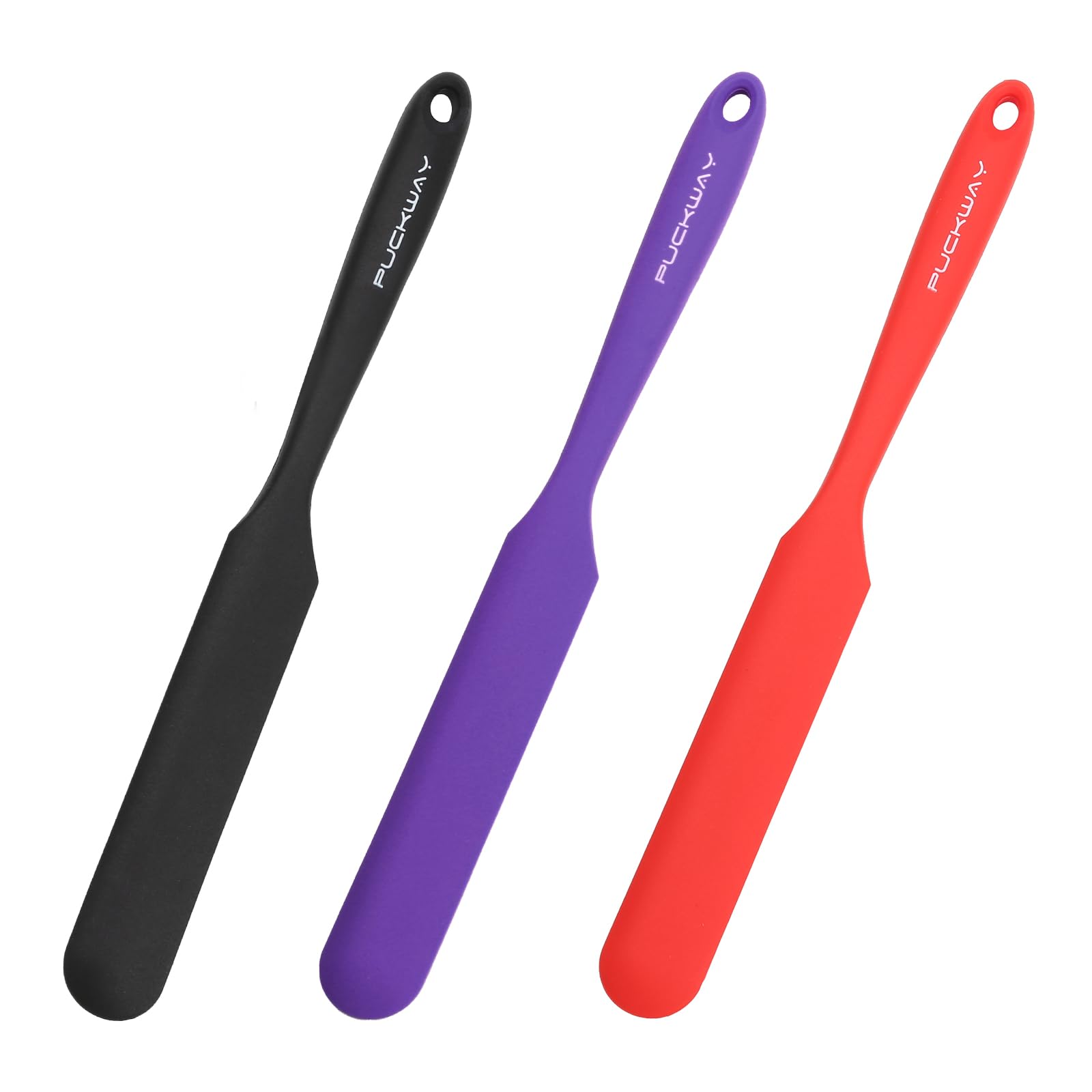Puckway 3Pcs Silicone Jar Spatulas 10In Long Skinny HeatResistant, Narrow Spatula Set For Scraping Peanut Butter, Sourdough, Ja