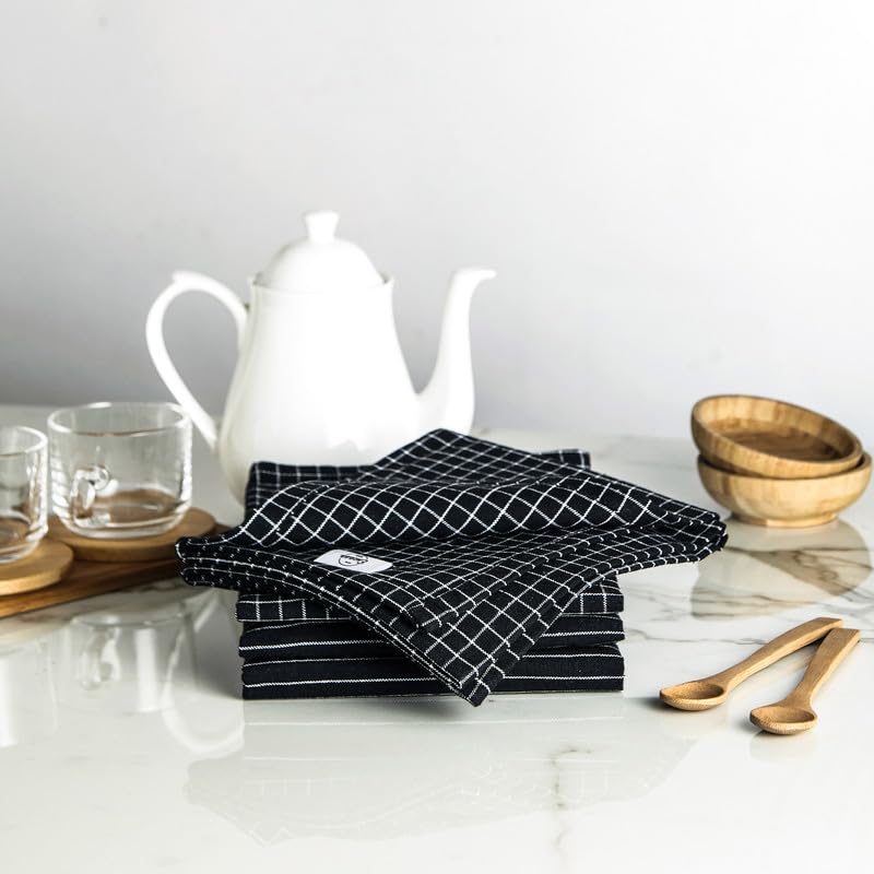 Encasa Homes Anti-Odour Kitchen Dish Towels, 18 X 28 Inch (4 Pc Set) Highly Absorbent, Tea Towels For Cleaning & Quick Drying, E