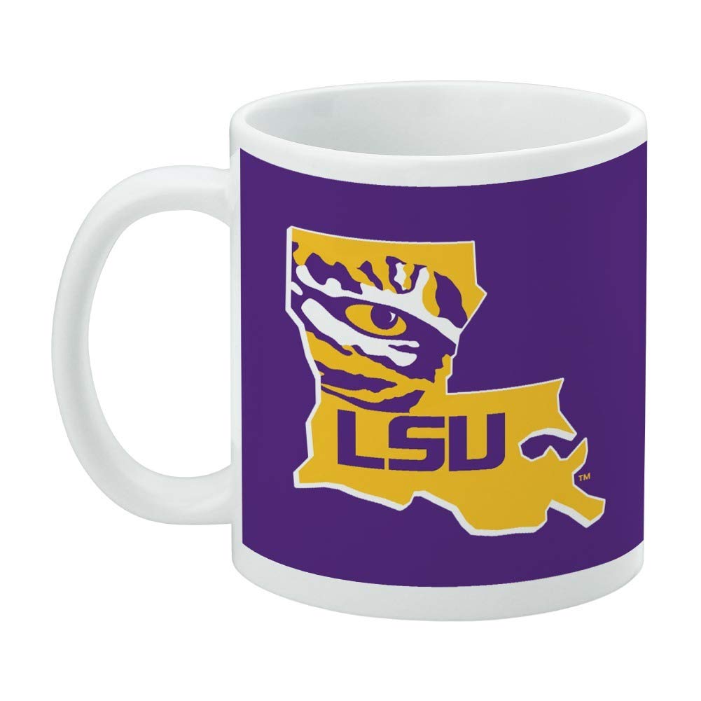 Lsu Tiger State Mark Ceramic Coffee Mug, Novelty Gift Mugs For Coffee, Tea And Hot Drinks, 11Oz, White