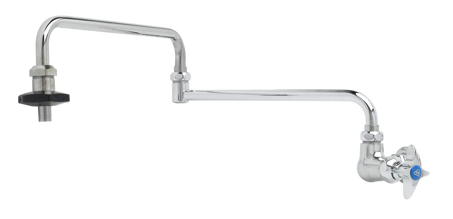 T&S Brass B-0594 Pot Filler With Wall Mount, Single Control, 24-Inch Double-Joint Nozzle And Insulated On-Off Control