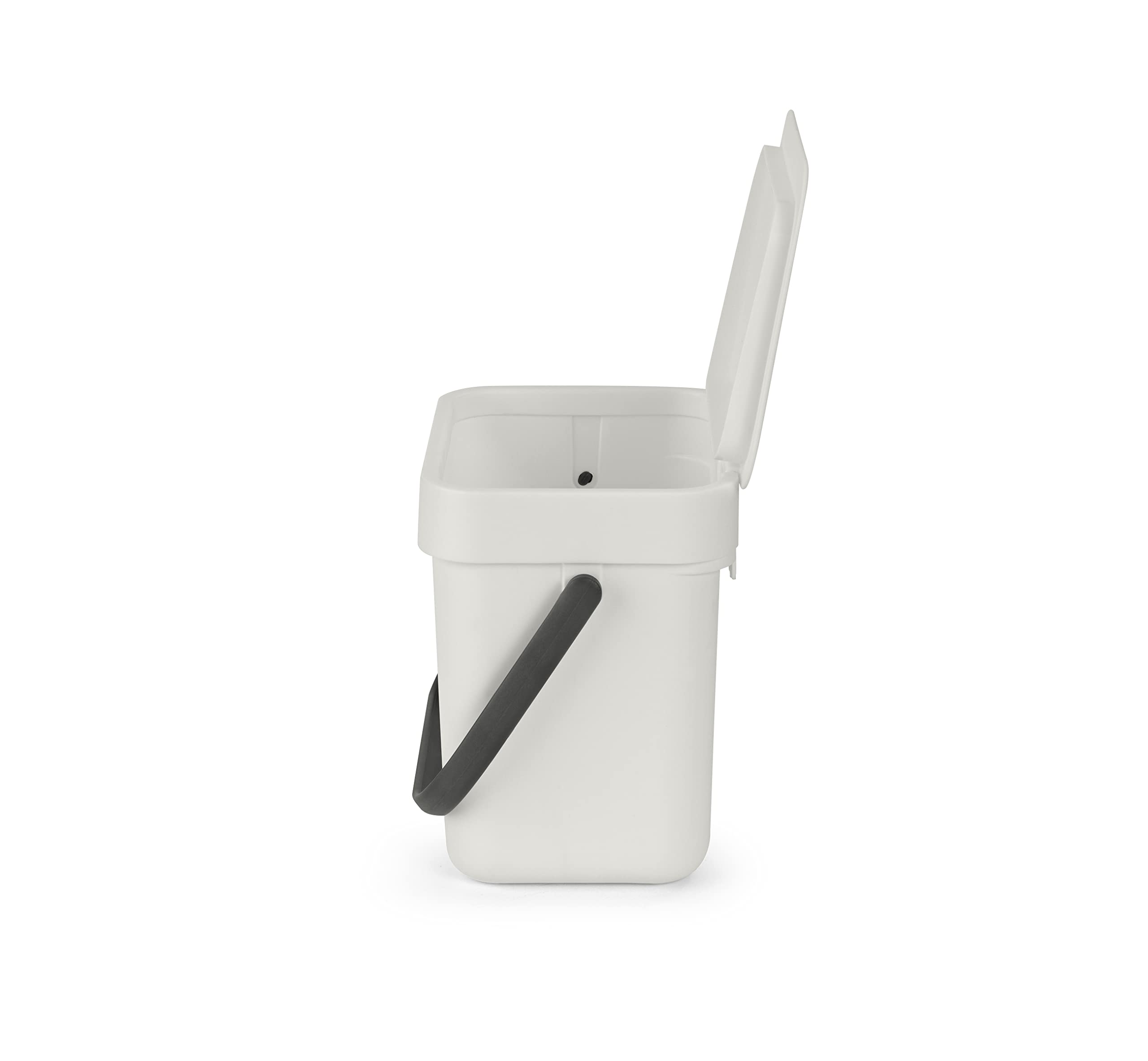 Brabantia Sort & go Food Trash can (08 galLight gray) Small countertop Kitchen compost caddy with Handle & Removable Lid  Easy clean