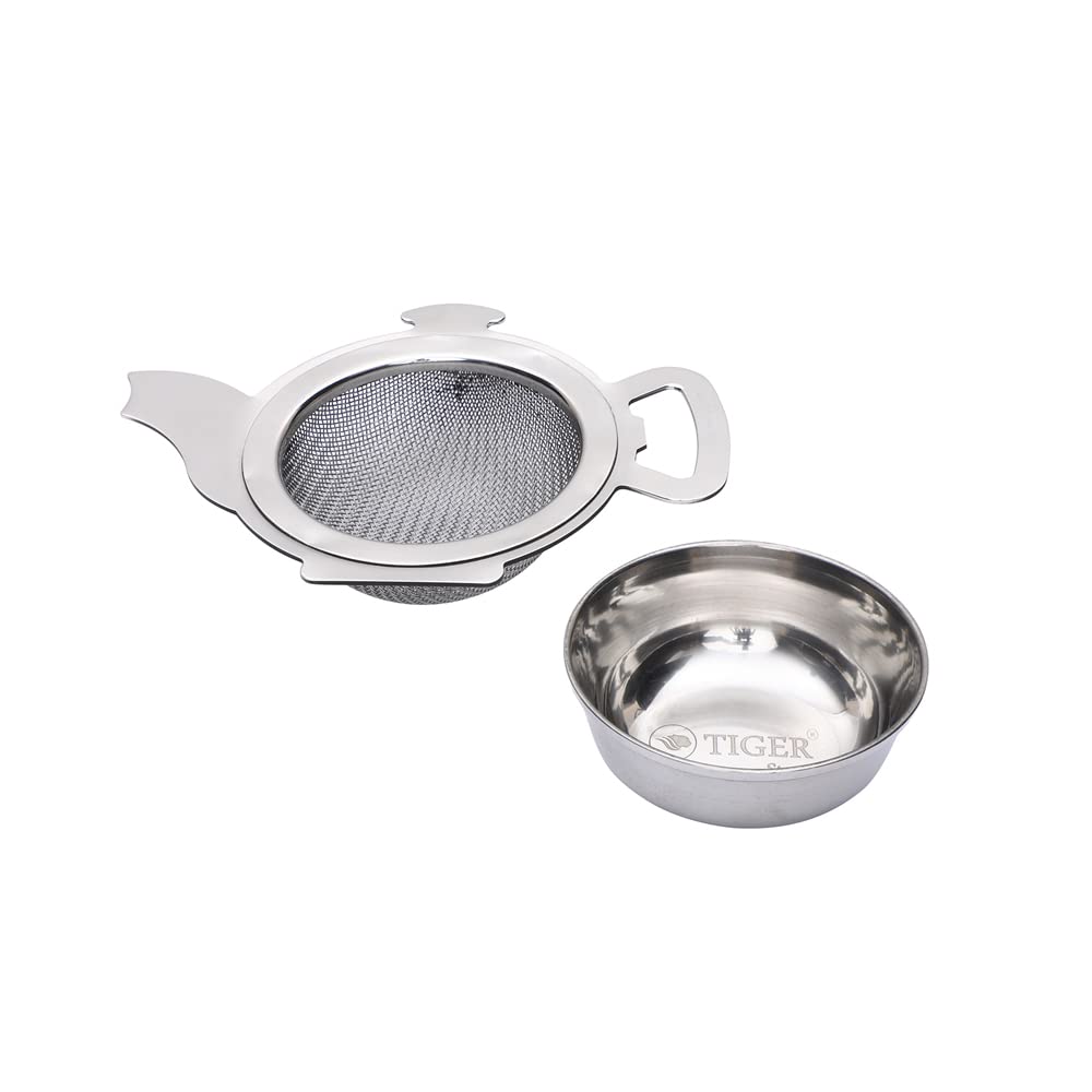 Healthandyoga Stainless Steel Tea Strainer With A Utility Cup - Elegant Kettle Design