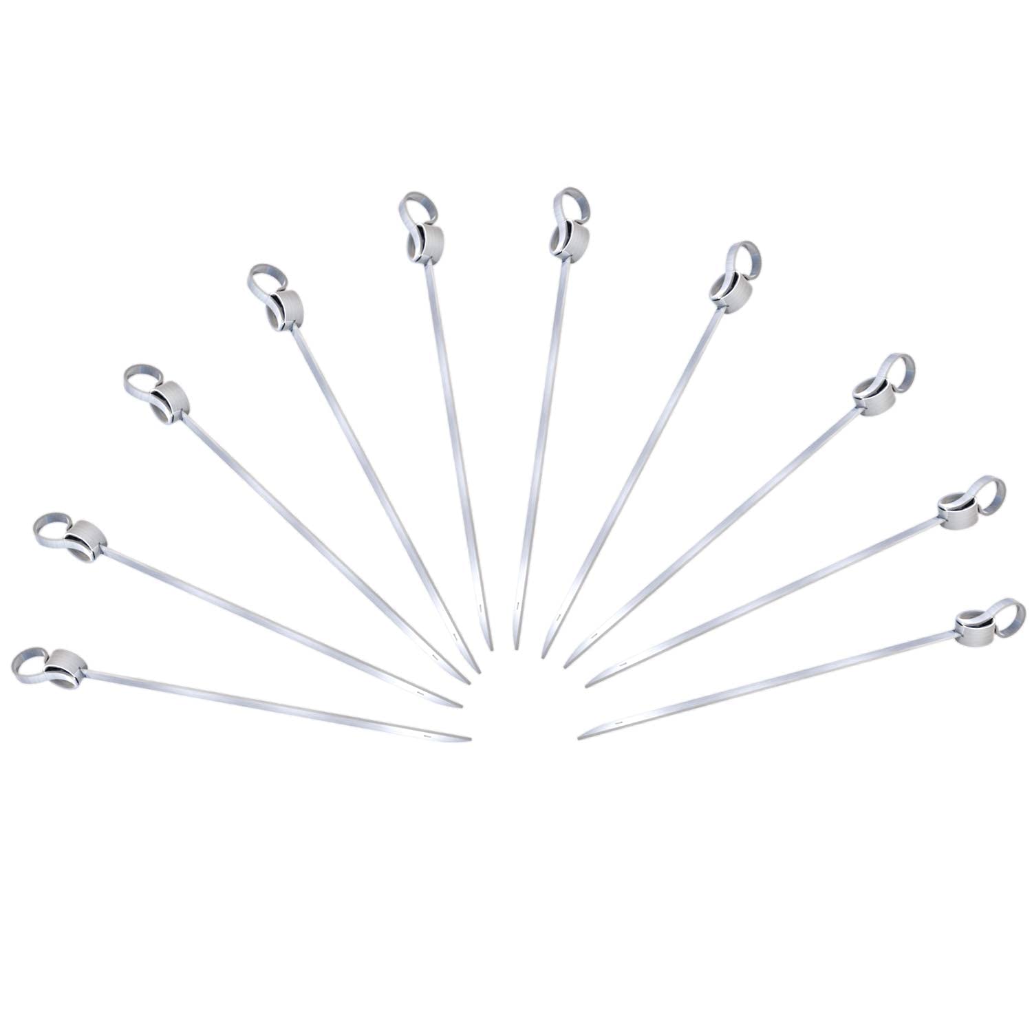 Spitfire Skewer With Food Puller (Pack Of 10, 13.8 Inches Long) Stainless Steel, Ultimate Outdoor Cooking Gear For Bbq, Kabob, R