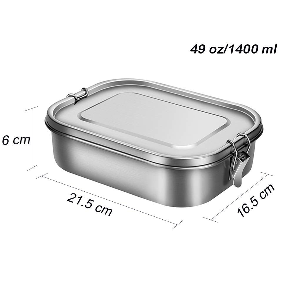 G.A Homefavor Leak Proof Stainless Steel Bento Box, Metal Lunch Container With 4-Compartment, 1400Ml, Perfect For Snacks And Sal