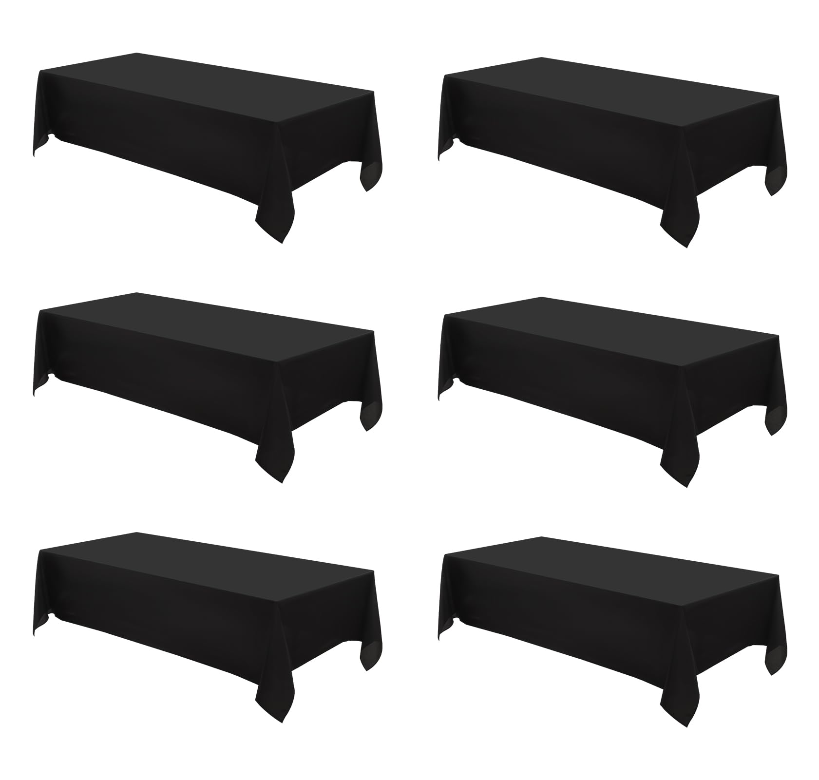 Aocoz Rectangle Tablecloths 90x132 Inch 6 Pack Black Tablecloth for 6ft Washable Decorative Linen Polyester Table Cloths for 8ft