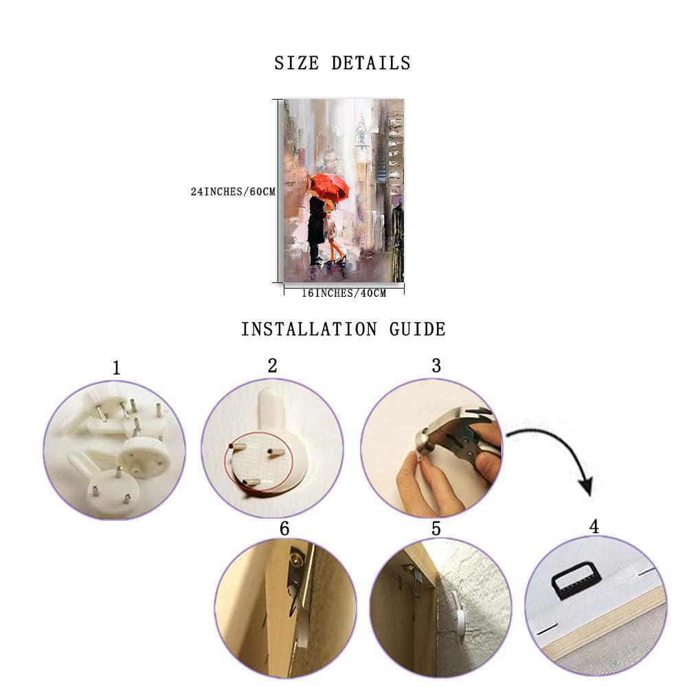 Ruishi Canvas Prints Wall Art Modern Romantic Canvas Painting Pictures Lovers With Red Umbrella For Bedroom Living Room Wall Dec