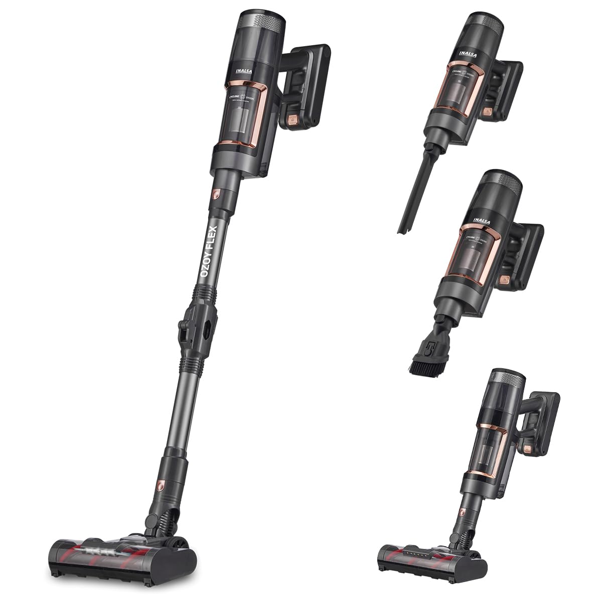 Inalsa Cordless Stick Vacuum Cleaner 350W|28Kpa Suction|Digital Touch Display|3Speed Control|Flexible 180Rotation|Motorised Bigt