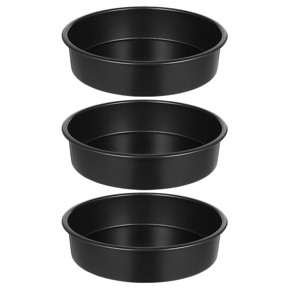 DECHOUS 8 Inch Round Cake Pan NonStick: Set of 3 Carbon Steel Cake Baking Pans Molds  Layer Birthday Cakes Mold Round Baking T