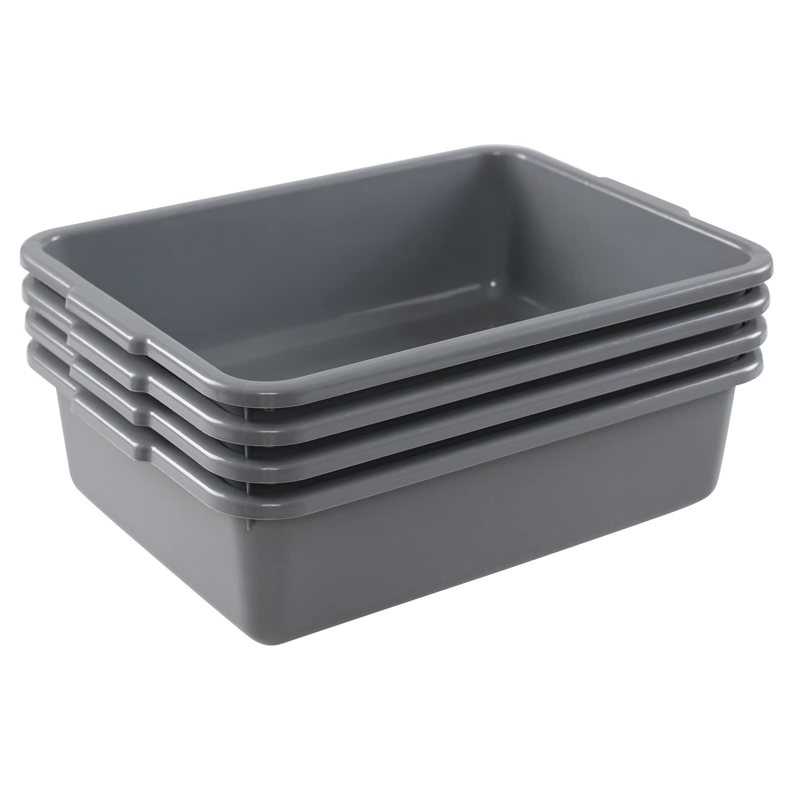 Yesdate 4 Pack Food Service Bus Tubs, 13 L Commercial Bus Box, Grey