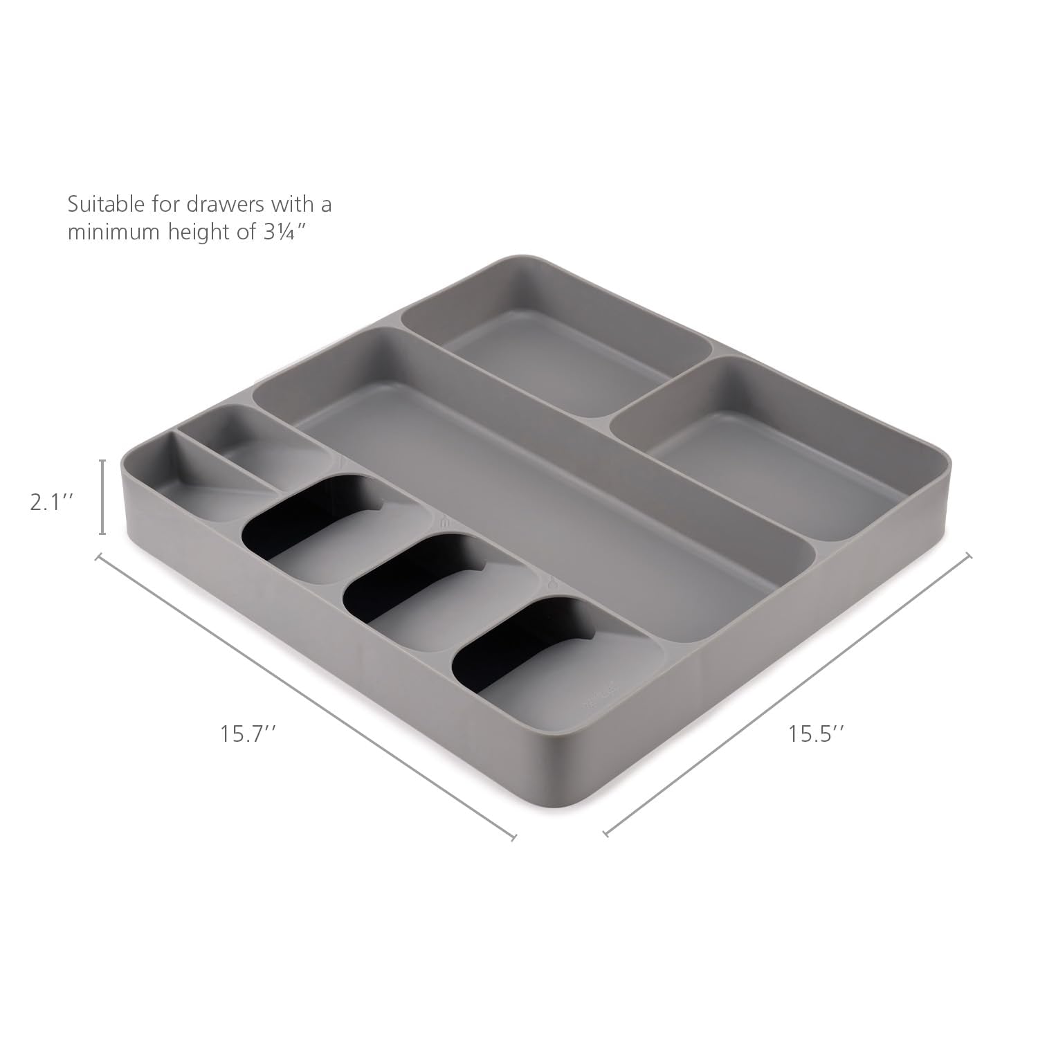 Joseph Joseph DrawerStore Kitchen Drawer Organizer Tray for Silverware Cutlery Utensils and Gadgets  Gray  15.6 x 15.1 x 2.1 Inches
